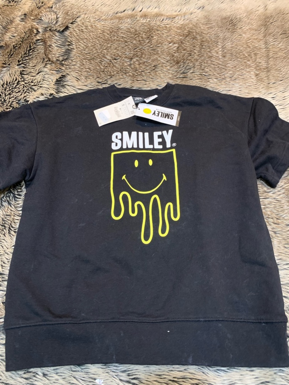 ZARA x Smiley melting face graphic sweatshirt Size S NWT